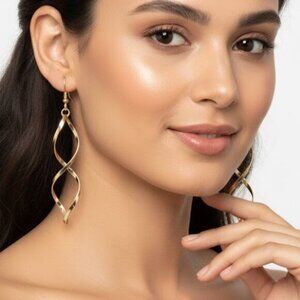 Long Modern Dangle Drop Earrings Gold-Womens Jewelry